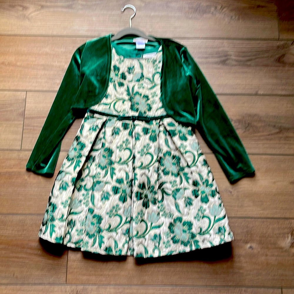 Dress with matching velvet cardigan